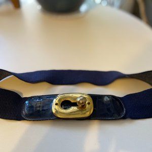 navy/gold stretch belt (vintage)
